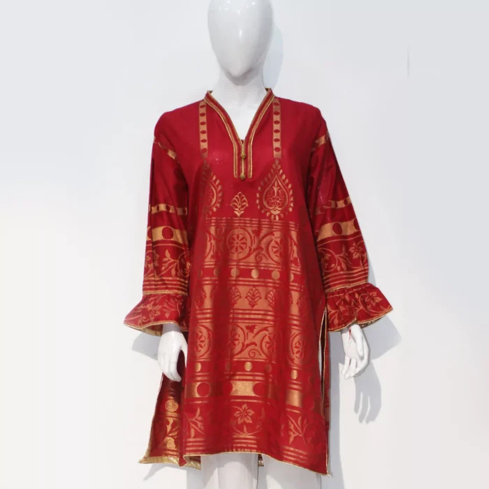 Jacquard Kurti - Red - Image 1